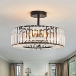 Piepooye 4 Lights Modern Crystal Chandelier Black Round Semi Flush. Fixed Price $163.83.