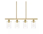 Hampton Bay Regan Brushed Gold Linear Chandelier With Clear Glass Shades-used. Fixed Price $95.99.