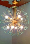 Mid Century 8 Light Brass Chandelier Sea Urchin Crystal Design. Fixed Price $306.00.