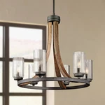 Kichler Grand Bank 25" Wide Metal Wood Uplight Ring Chandelier. Fixed Price $1149.99.