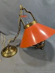 Vintage Brass And Enameled Steel Hanging Kitchen Lantern Light Rewired Working. Fixed Price $95.00.