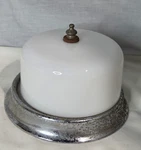 Vtg Mcm Glass Flush Mount Ceiling Light Fixture Shade & Hardware Only 7.5''. Fixed Price $26.24.