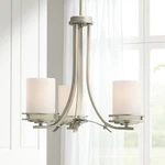 Kichler Hendrik 19" Wide 3-LIGHT Nickel White Glass Chandelier. Fixed Price $394.97.