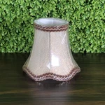 Vtg Style Champagne Gold Fabric Chandelier Lamp Shade Brown Braided Trim 5X5. Fixed Price $12.00.