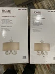 2X Home Decorators 5-LIGOPENHT Polished Nickel Chandelier White Linen Drum Shade. Fixed Price $199.99.
