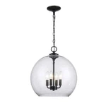 Hdc Kingsley 16 In. 4-LIGHT Matte Black Pendant Fixture, Clear Glass Shade. Fixed Price $60.99.