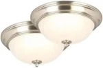 Commercial Electric 13 Led Brushed Nickel Flushmount Ceiling Light 2 Pack. Fixed Price $39.98.