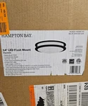 Hampton Bay Flaxmere 14 In. Matte Black Dimmable Led Flush Mount Ceiling Light. Fixed Price $40.72.