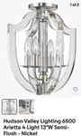 Hudson Valley Lighting 6500 Arietta 4 13"W Semi-flush Nickel. Fixed Price $120.00.