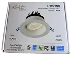 Lotus Led Lights 4" Round Regressed Gimbal Dimmable LRG4-30K Black Trim. Fixed Price $56.89.