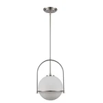 Owens 1-LIGHT Brushed Nickel Globe Pendant Fixture W/ Frosted Glass Shade. Fixed Price $86.15.