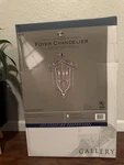 Hampton Bay Brushed Nickel Indoor Chandelier 17-3/8"W X 27"H 3-LIGHT Hardwired. Fixed Price $65.00.