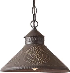 Irvins 12" Black Punched Tin Pendant Light - Rustic Farmhouse Ceiling Fixture. Fixed Price $208.99.
