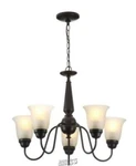 HB-5-LIGHT Oil-rubbed Bronze Reversible Chandelier With Tea Stained Glass Shades. Fixed Price $59.99.