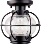Portsmouth 8" Outdoor Flush Mount Light With Oil Rubbed Bronze & Seedy Glass. Fixed Price $192.99.