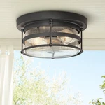 Kichler Mill Lane 12 1/4"W Anvil Iron Outdoor Ceiling Light. Fixed Price $309.99.