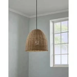 Hampton Bay Highler 60W Matte Black Hanging Pendant Light Natural Rattan Shade. Fixed Price $80.70.