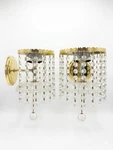 Pr Vintage Schonbek Crystal Wall Sconces Waterfall Hollywood Regency Mcm Canada. Fixed Price $250.00.