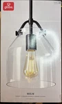 New Globe Electric Matte Black Pendant Light With Clear Glass Shade, Adjust. Fixed Price $18.00.