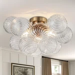Semi Flush Chandelier Gold, Modern Light Fixtures Ceiling Mount Visual Comfor.... Fixed Price $199.49.