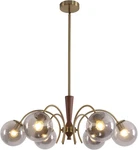 Modern 6-LIGHT Chandelier Smoke Grey Glass & Brass Semi Flush Mount Fixture. Fixed Price $283.99.