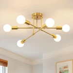 Modern Sputnik Chandelier, 6-LIGHT Gold Industrial Metal Semi Flush Mount Cei.... Fixed Price $50.53.