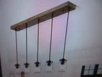 Uolfin Industrial Kitchen Island Faux Wood Chandelier Farmhouse 5-LIGHT Jars. Fixed Price $79.96.