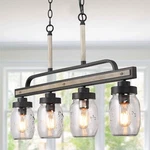 Log Barn Rustic Mason Jar Lights, Farmhouse Chandelier Metal Finish With Glas.... Fixed Price $231.37.