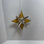 Hand-made Light Amber Beveled Glass Moravian Star Christmas Ornament 4. Fixed Price $22.00.