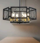 New Yarlkav 22.8 Modern Farmhouse Black/gold 6 Light Chandelier. Fixed Price $75.99.