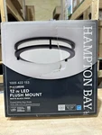 Hampton Bay Flaxmere 12 In. Matte Black Dimmable Integrated Led Flush Mount. Fixed Price $19.97.