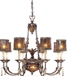 Minka Metropolitan Sanguesa Patina 8-LIGHT Glass Cylinder Shade Chandelier. Fixed Price $1000.00.