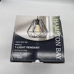 Hampton Bay Brielle 60WATT 1-LIGHT Matte Black Shaded Pendant W/cage. Fixed Price $18.55.