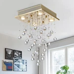 Bestier Gold Modern Crystal Square Raindrop Chandelier Lighting Flush Mount L.... Fixed Price $127.65.