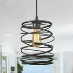 Lnc A03292 Lavie Mottled Black Pendant Light W/ Spiral Iron Lantern Cage. Fixed Price $49.99.