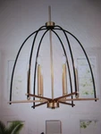 Zevni Modern Farmhouse 23.6 In. 6-LIGHT Black Gold Caged Chandelier. Fixed Price $189.95.