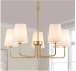 Amzasa Farmhouse Chandelier, 5-LIGHTS Visual Comfort Gold Light, Muted With. Fixed Price $60.00.