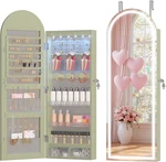 Lockable Wall-mounted Jewelry Organizer With Mirror & Led Lights Laurel Green. Fixed Price $208.99.