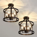 2-PACK Black Metal Semi Flush Mount Ceiling Light For Home D Cor. Fixed Price $150.99.