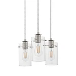 Hampton Bay HD4969C1 Regan Brushed Nickel Pendant Light With Clear Glass Shades. Fixed Price $44.99.