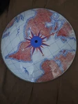 World Globe Map Glass Ceiling Light Flush Mount Vintage Brodwax FL-15 Nos. Fixed Price $180.00.