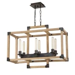 Craftmade Cubic Light Chandelier, Fired Steel W/natural Wood 41526-FSNW. Fixed Price $279.99.