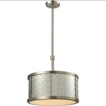 Elk Lighting Diamond Plate Brushed Nickel Drum 3-LIGHT Pendant 31424/3. Fixed Price $235.00.