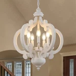 Wood Chandelier Vintage French Country Pendant Fixture White Lighting Home. Fixed Price $109.99.