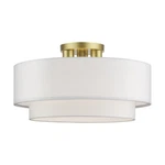 Livex Manorwood 3LT Semi-flush, Gold/white/white Fabric 50306-33. Fixed Price $229.96.