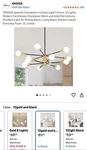 Amzasa Modern Sputnik Chandelier, 12 Lights Black Gold, E26/G95, Ul Listed. Fixed Price $59.50.