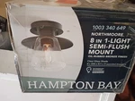 Hampton Bay Northmoore 1-LIGHT Oil Rubbed Bronze &glass Vintage Semi-flush New. Fixed Price $19.99.