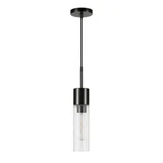 Meyer+cross Lance 1-LIGHT Blackened Steel Pendant With Seeded Glass Shade. Fixed Price $14.99.