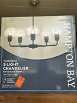 Hampton Bay Florabelle 5-LIGHT Chandelier Matte Black Clear Glass Shades. Fixed Price $45.00.