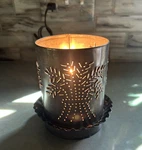 Irvins Country Tinware Usa Punched Metal Toleware Lamp Lantern Silver Wheat 6". Fixed Price $25.00.